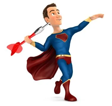 3d superhero throwing dart Stock Illustration