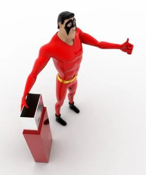 3d superhero with usb pendrive concept Stock Illustration
