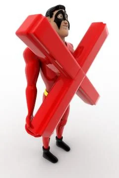 3d superhero with wrong sign concept Stock Illustration
