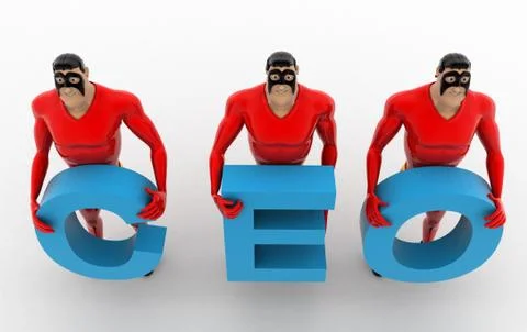 3d superheros with CEO text in hand concept Stock Illustration