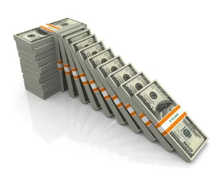 3d support for falling dollar Stock Illustration