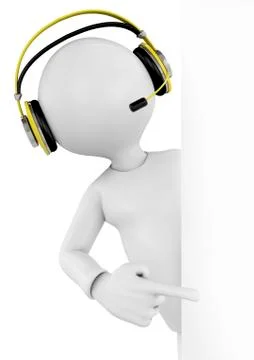 3d support operator with blank poster Stock Illustration