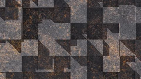 3D surface render with abstract geometric pattern. Stock Illustration