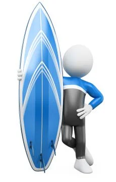 3d surfer - posing with surfboard Stock Illustration