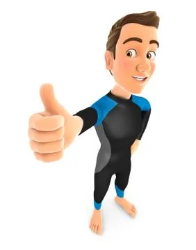 3d surfer standing with thumb up Stock Illustration