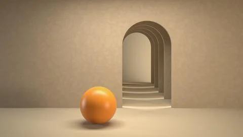 3d surreal render. Abstract modern minimal empty room scene with sand colors. Stock Illustration