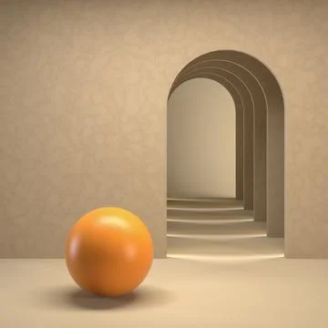 3d surreal render. Abstract modern minimal empty room scene with sand color Stock Illustration