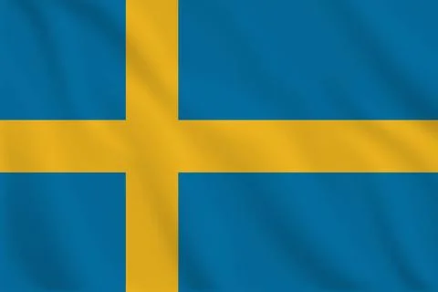 3D Sweden waving flag pattern background. Realistic national flag design. A.. Stock Illustration