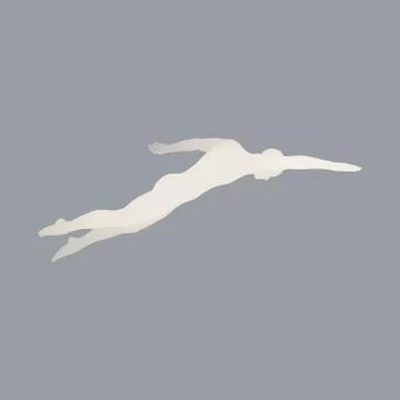 3D Swimming Man. Vector Image of a Swimmer. Sport Symbol. Stock Illustration