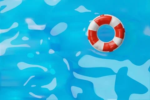 3d swimming pool poster with inflatable ring. Stock Illustration