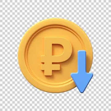 3d Symbol fall ruble. ?oncept of currency, economist or financial crisis Stock Illustration