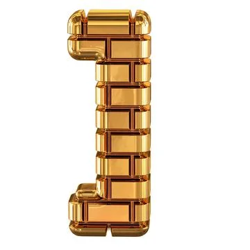 The 3d symbol made of gold bricks Illustrazione stock