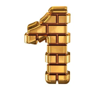 The 3d symbol made of gold bricks. number 1 Stock Illustration