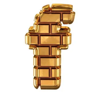The 3d symbol made of gold bricks. letter f Stock Illustration