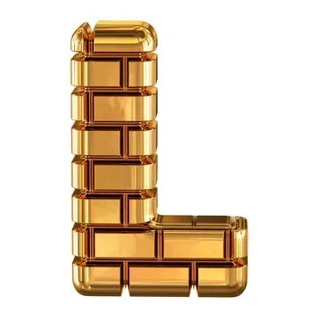 The 3d symbol made of gold bricks. letter l Illustrazione stock