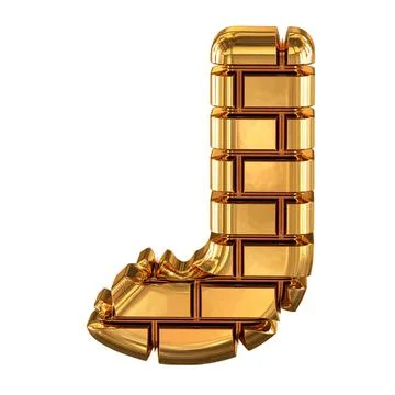 The 3d symbol made of gold bricks. letter j Illustrazione stock