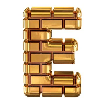 The 3d symbol made of gold bricks. letter e Stock Illustration