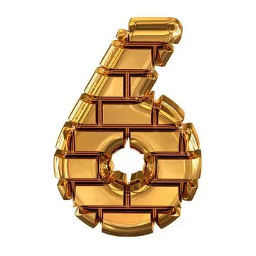 The 3d symbol made of gold bricks. number 6 Stock-Illustration