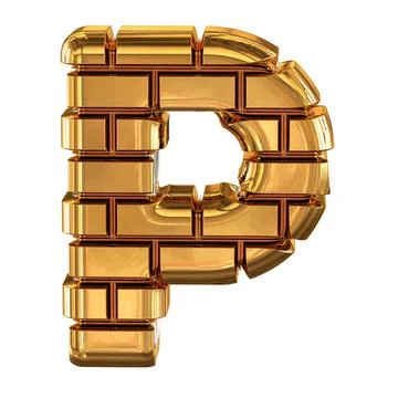 The 3d symbol made of gold bricks. letter p Illustrazione stock