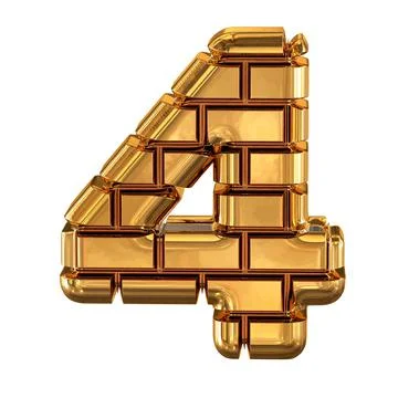 The 3d symbol made of gold bricks. number 4 Stock Illustration
