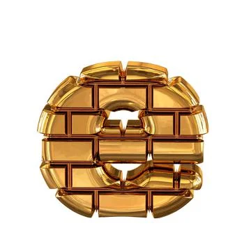 The 3d symbol made of gold bricks. letter Stock Illustration