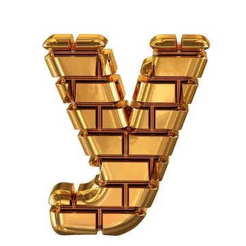 The 3d symbol made of gold bricks. letter y Stock Illustration
