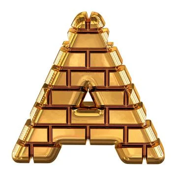 The 3d symbol made of gold bricks. letter a Stock Illustration