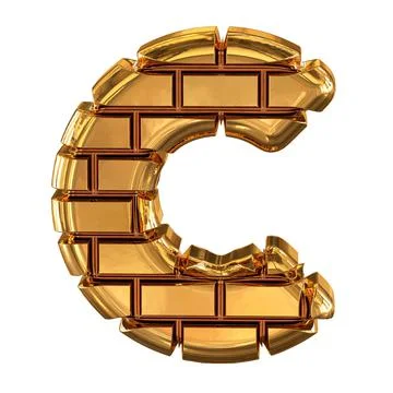 The 3d symbol made of gold bricks. letter c Stock Illustration