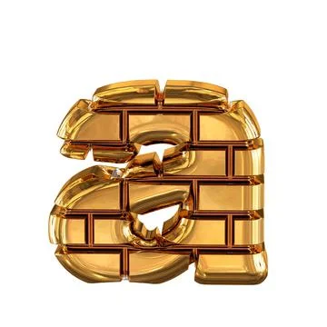 The 3d symbol made of gold bricks. letter a Illustrazione stock