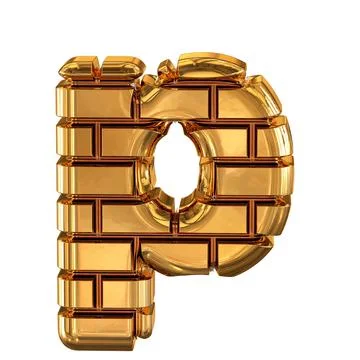 The 3d symbol made of gold bricks. letter p Stock-Illustration