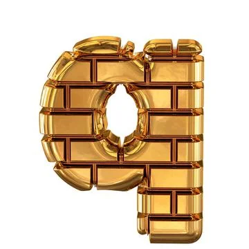 The 3d symbol made of gold bricks. letter q Illustrazione stock
