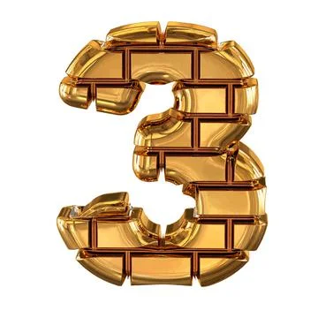 The 3d symbol made of gold bricks. number 3 Stock Illustration