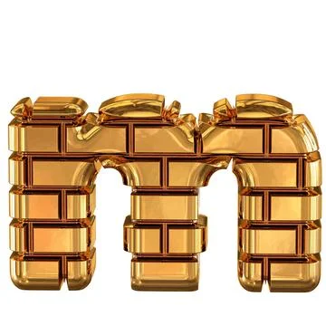 The 3d symbol made of gold bricks. letter m Stock Illustration
