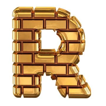 The 3d symbol made of gold bricks. letter r Stock Illustration