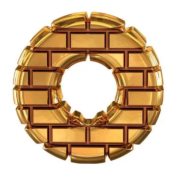 The 3d symbol made of gold bricks. letter o Stock Illustration