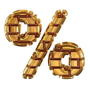 The 3d symbol made of gold bricks Stock Illustration