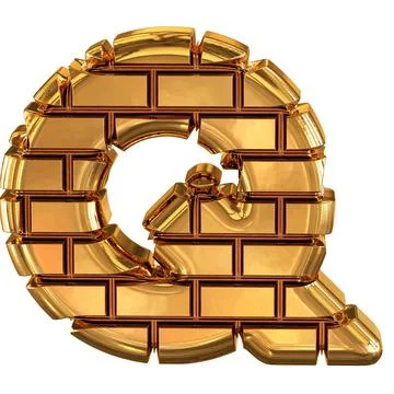 The 3d symbol made of gold bricks. letter q Stock-Illustration