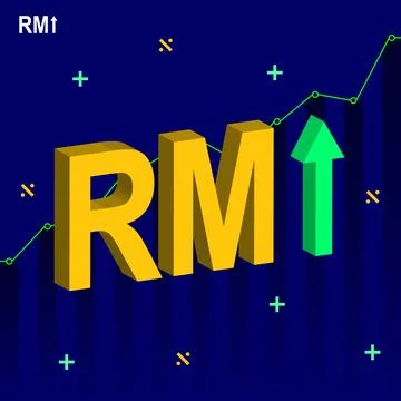 3d symbol of rising malaysian ringgit currency value Stock Illustration