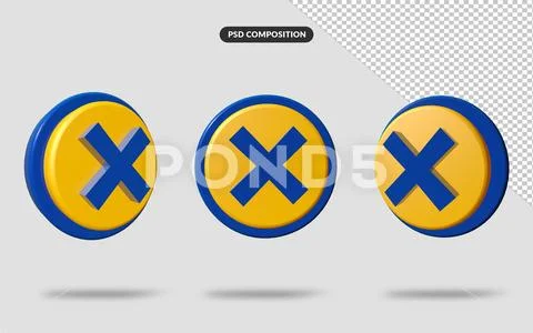 3d symbols cross icon isolated PSD Template