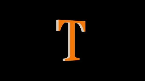 3d T letter logo loopable brown color black background Illustrazione stock