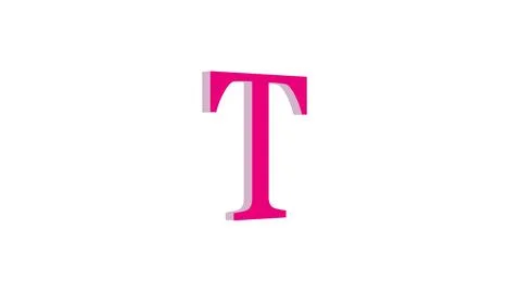 3d T letter logo loopable pink color white background Illustrazione stock