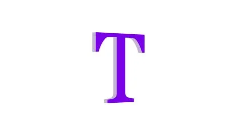 3d T letter logo loopable purple color white background Stock Illustration