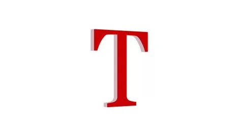 3d T letter logo loopable red color white background Stock Illustration