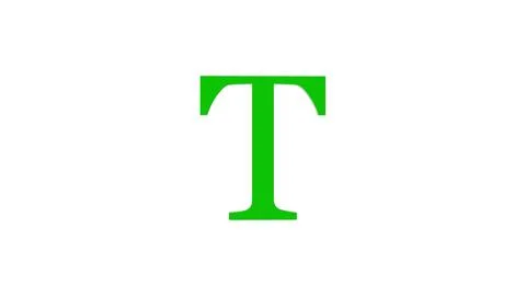 3d T letter logo loopable rotated green color white background Stock Illustration