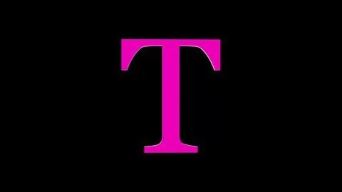 3d T letter logo loopable rotated pink color black background Illustrazione stock