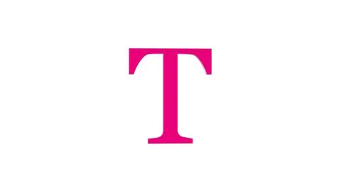 3d T letter logo loopable rotated pink color white background Stock Illustration