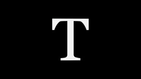 3d T letter logo loopable rotated white color black background Stockillustratie