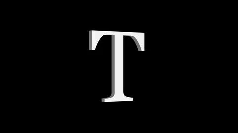 3d T letter logo loopable white color black background Stock Illustration