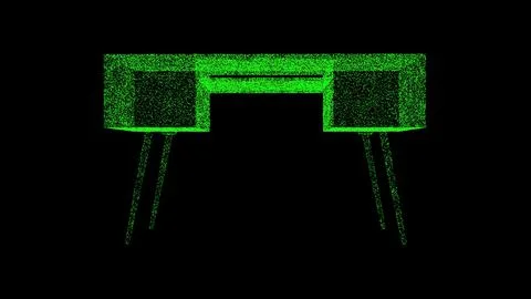 3D Table on black background. Office concept. Home Furniture. Business Illustrazione stock