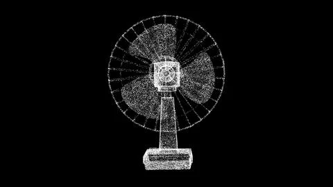 3D Table fan on black bg. Business advertising backdrop. For title, text, p.. Stock Illustration